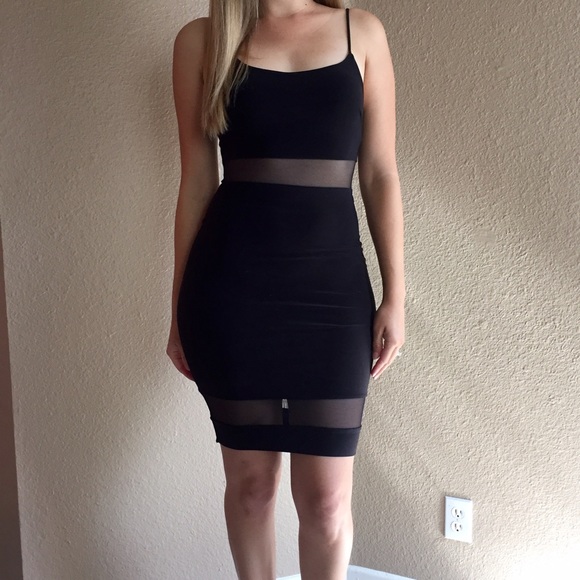 Black Mesh Inset Midi Dress (LAST MEDIUM!) - Picture 4 of 4