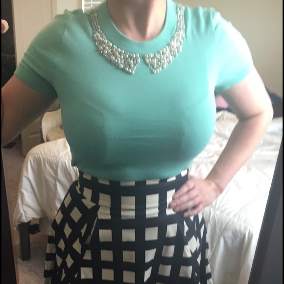 teal embellished top