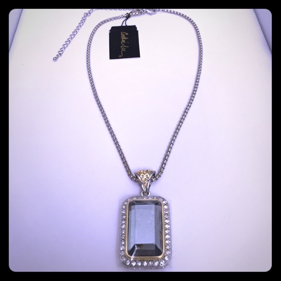Emerald Cut Grey Stone Necklace