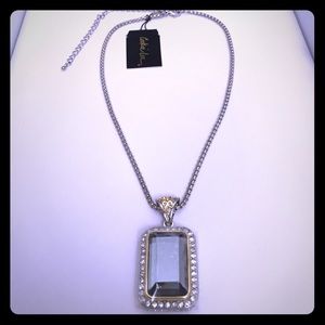 Emerald Cut Grey Stone Necklace