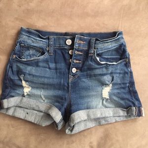 EXPRESS sz 0 distressed high waisted jean shorts