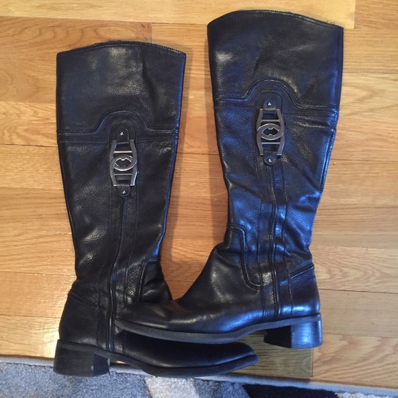 Black leather boots