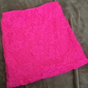 Neon pink lace skirt