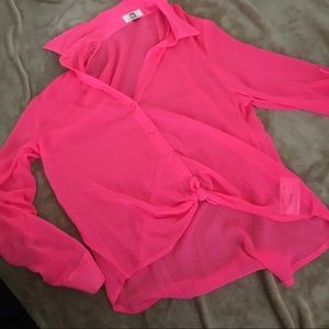 Sheer hot pink top