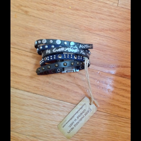 Black leather bracelet