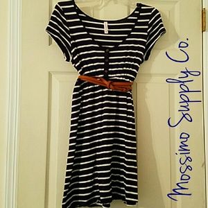 Navy and white striped dress