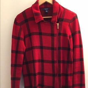 Chaps Buffalo Check sweater jacket