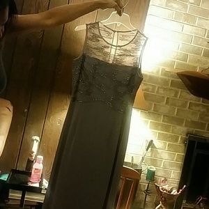 Floor length lavender satin gown w shawl