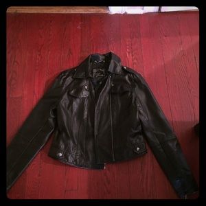 Black faux leather guess jacket