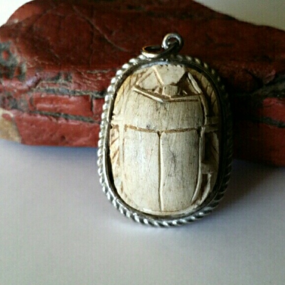 Carved Bone Scarab Necklaces Carved Bone Scarab Necklaces
