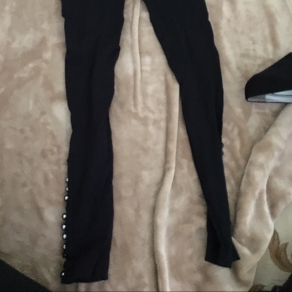 Black button leggings