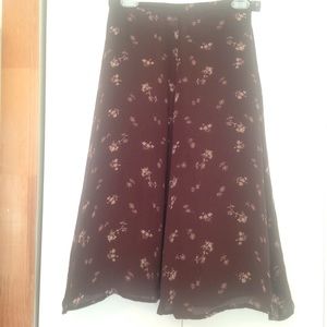 Lowest Price Sale‼️Silk Brown Floral Skirt