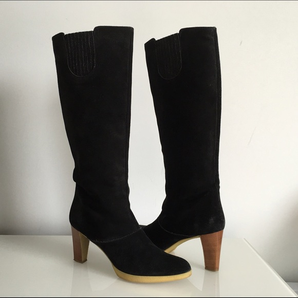 Salvatore Ferragamo Shoes - SALVATORE FERRAGAMO BLACK SUEDE KNEE BOOTS, SZ 11B