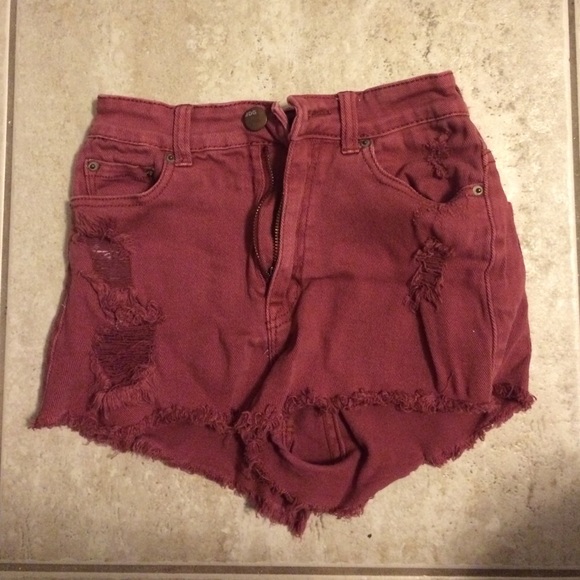 High rise wine shorts
