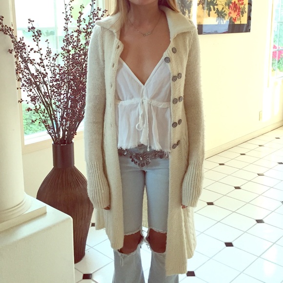 FREE PEOPLE Cream Long Sweater