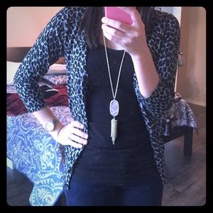 Black and gray cheetah print cardigan