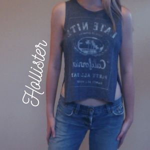 FLASH SALE Graphic Navy Blue Crop Muscle Tank