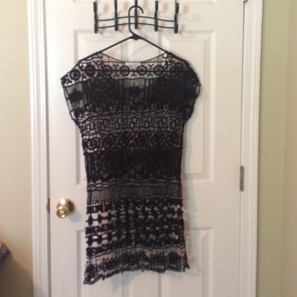 Black lace swim cover