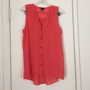 Coral sheer sleeveless top