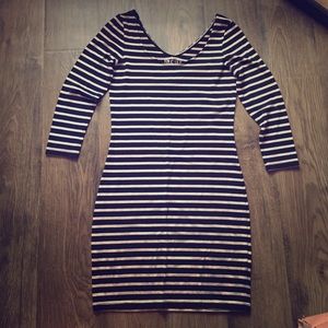 Black and white striped dress