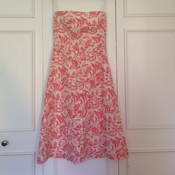 Spring coral-and-cream party dress