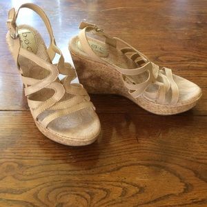 Born Leather and Cork Wedges