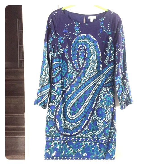 Old Navy Blue & Green Paisley Floral Shift Dress