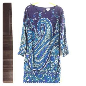 Old Navy Blue & Green Paisley Floral Shift Dress