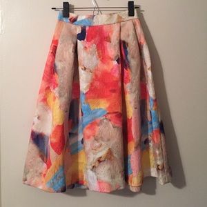 Watercolor H&M Midi Skirt Size 4