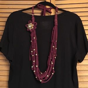 T shirt scarf necklace with matching earrings