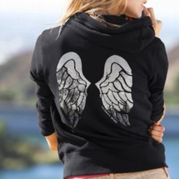 Victoria's Secret Tops - Victorias Secret VS angel wing sequin bling hoodie