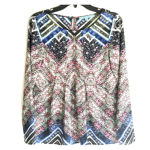 NWT Antonio Melani Magali-Print Pleated Blouse S