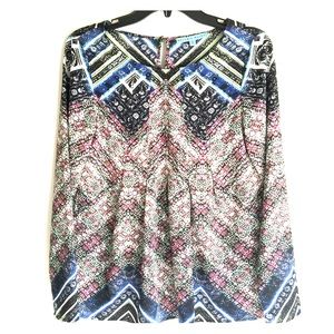NWT Antonio Melani Magali-Print Pleated Blouse S