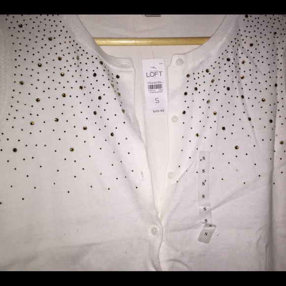 Ann Taylor LOFT WHITE CARDIGAN - Picture 2 of 2