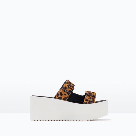 Zara Printed Leather Flatform Wedge - 39