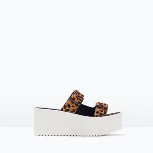 Zara Printed Leather Flatform Wedge - 39