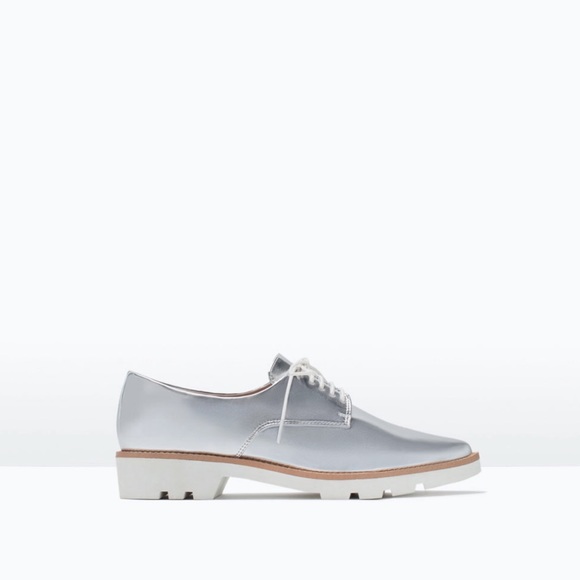 Zara Patent Blucher in Silver - 39