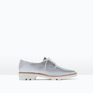 Zara Patent Blucher in Silver - 39