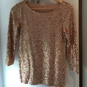 Jcrew sequined 3 quarter length top