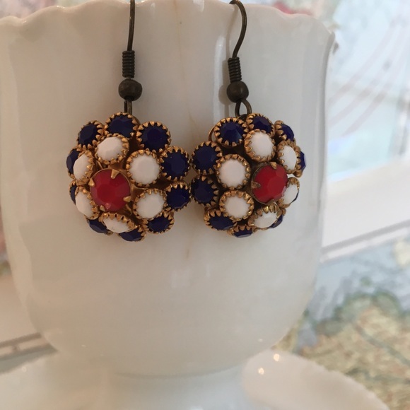Red white and blue Crystal earrings