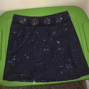 Navy sequin skirt