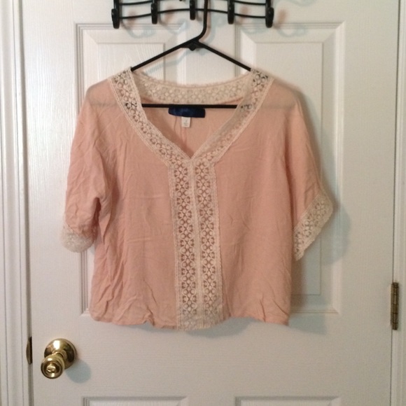 Pink lace crop top