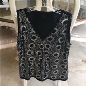 ST. JOHN EVENING BLACK & SILVER SEQUIN BLOUSE!