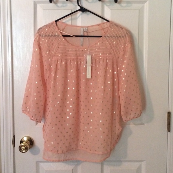 Lauren Conrad pink sheer blouse