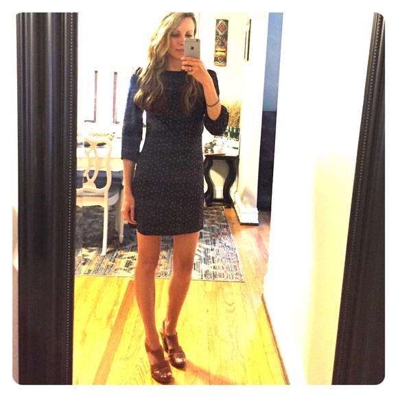 Francesca's navy and burnt orange dress