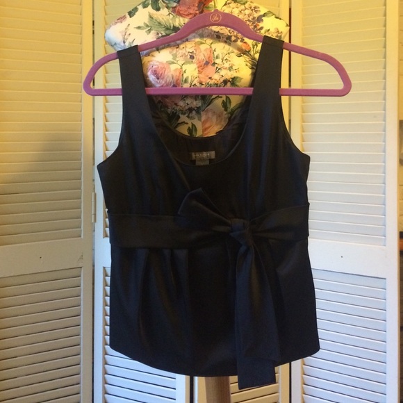 Black satin peplum'ish tank/blouse - Picture 1 of 4