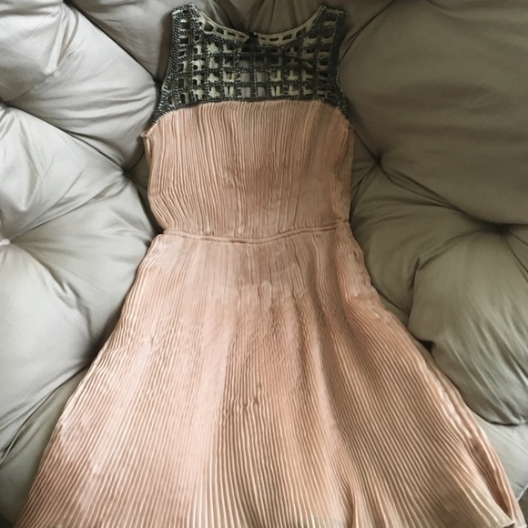 Rose gold dress with metallic beading detail