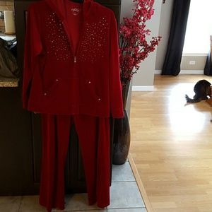 Red Velour jogging suit
