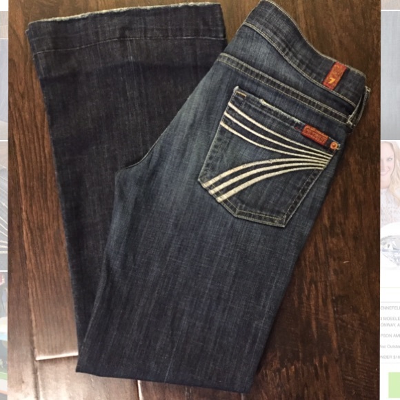 7 For All Mankind Dark Denim Dojo Flares Sz 28