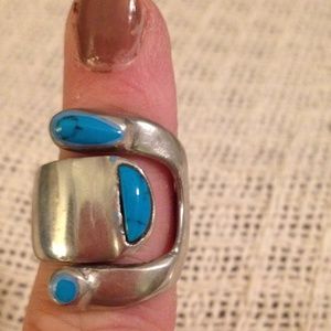 Turquoise and sterling silver ring